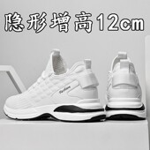 内增高10cm8cm6cm男鞋 运动网面鞋 子白色男士 冬季 休闲增高鞋 男12cm