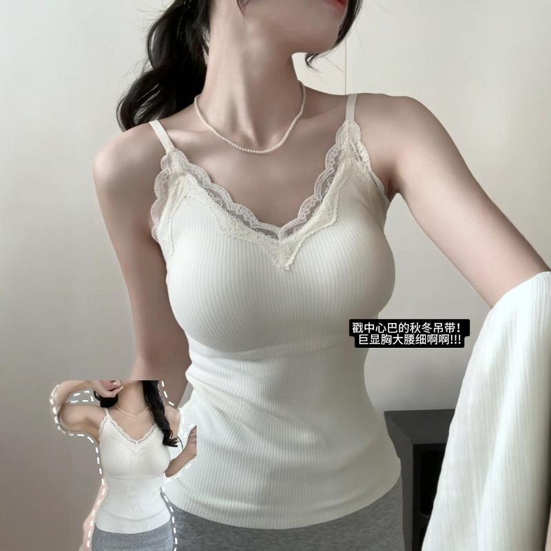 纯欲蕾丝保暖背心免穿文胸