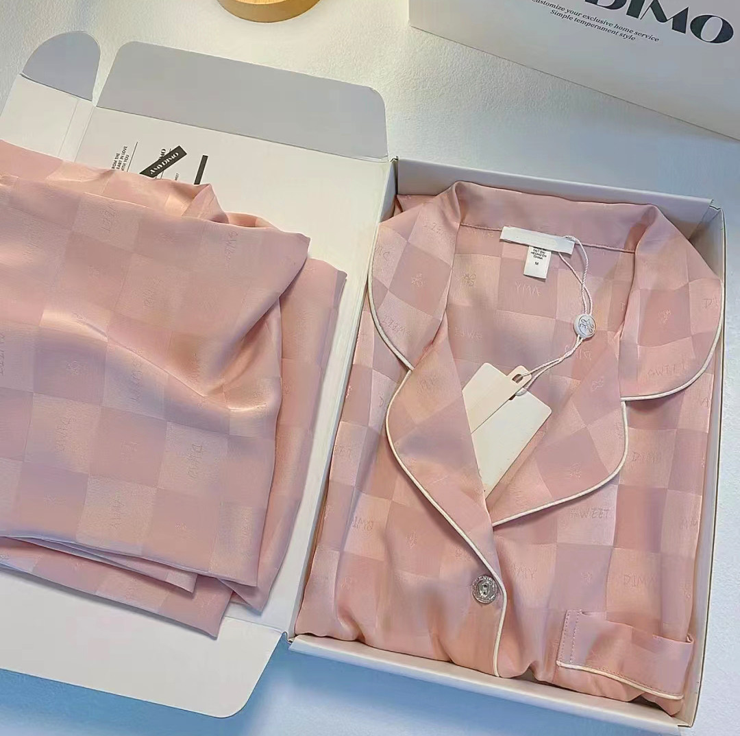 女绸缎丝绸睡衣家居服