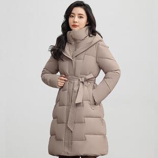 2024韩国东大门秋冬新款大毛领中长款修身显瘦羽绒棉服女外套