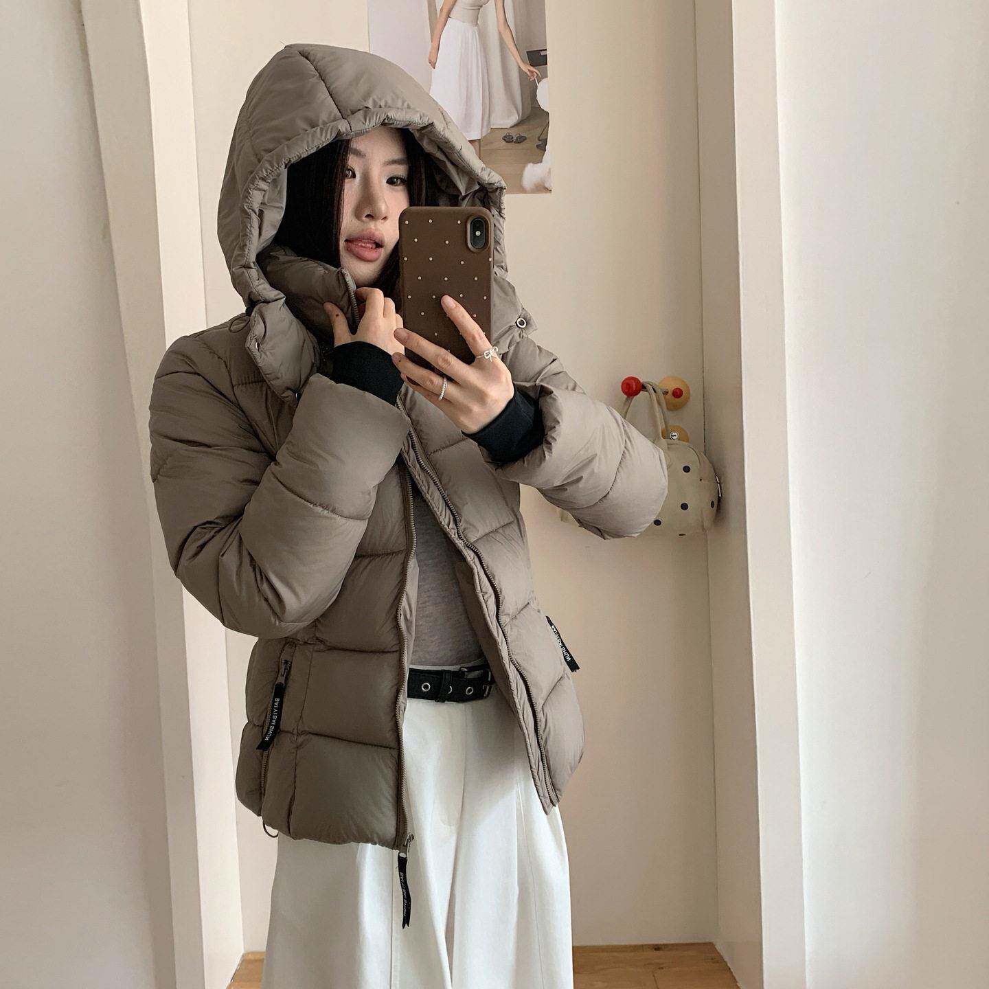连帽羽绒棉服短款面包服2026年新款韩版棉衣收腰修身棉袄女装外套