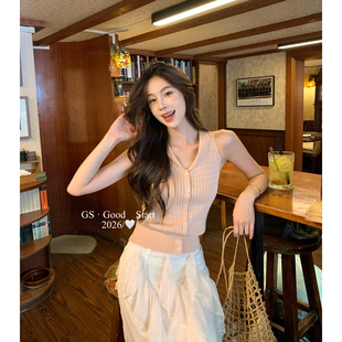 韩系休闲百搭麻花针织背心D1161 间被圈粉低饱和色系太心水了夏季