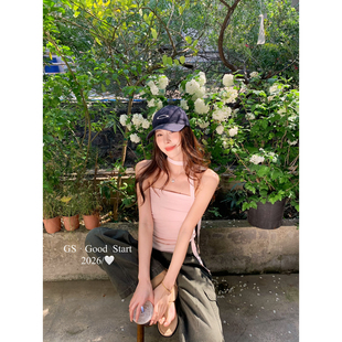 简约百搭纯欲风抹胸针织背心 强推热卖 款 夏季 D1121 配可拆卸飘带