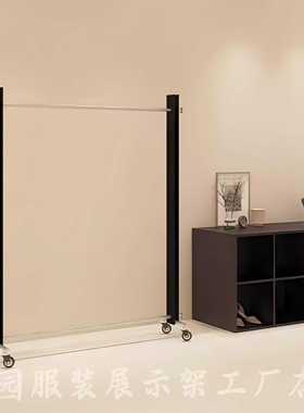 服装店展示架黑色简约不锈钢落地式侧陈列架女装店衣服挂衣架新款