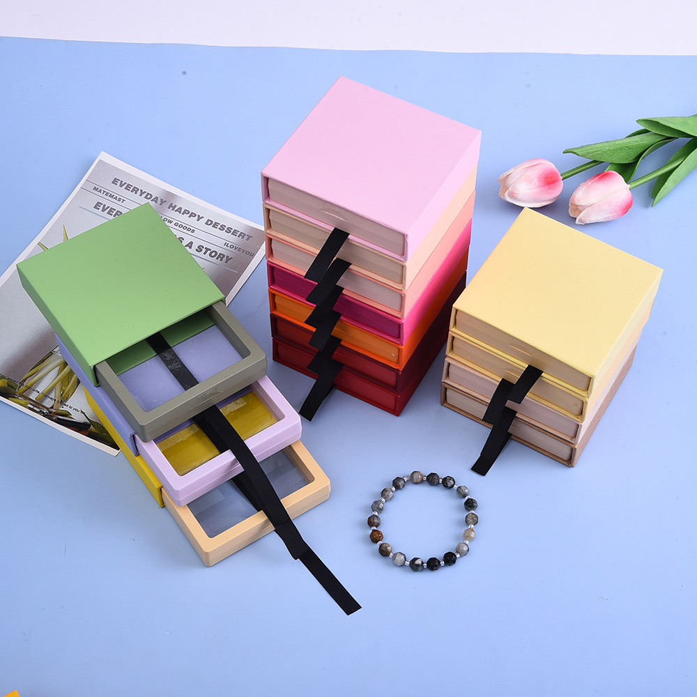 抽屉盒马卡龙色系饰品包装