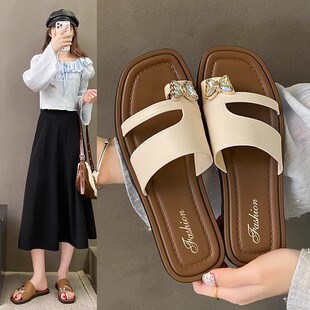 网红套趾拖鞋女鞋子2025年春夏新款韩版复古简约配裙子一脚蹬凉鞋