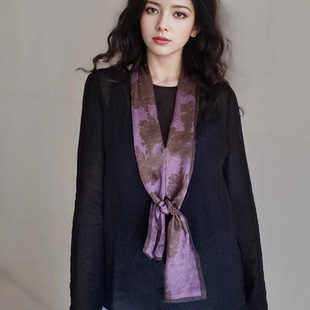 丝巾女2025新款秋季长条围脖丝巾气质百搭高级感摩登网红护颈围巾
