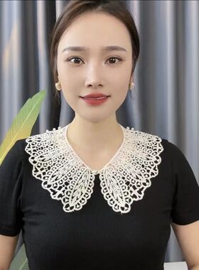 2026夏季新款韩版镂空蕾丝假领子配裙子多功能百搭小披肩假领子