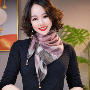2025秋冬新款 渐变金丝线磁扣围巾女百搭保暖护颈方巾多功能丝巾