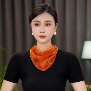 2025秋季新款渐变磁扣三角巾丝巾时尚百搭洋气遮颈纹围巾护颈围脖
