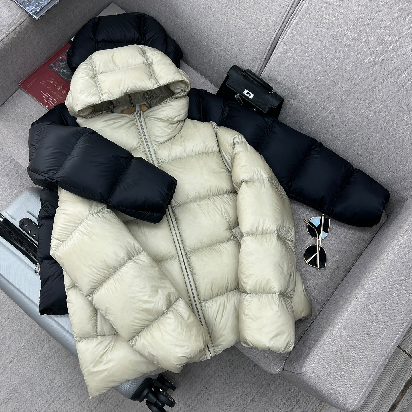 LU家95三星白鸭绒轻盈蓬松面包服连帽羽绒服加厚保暖显瘦外套上衣