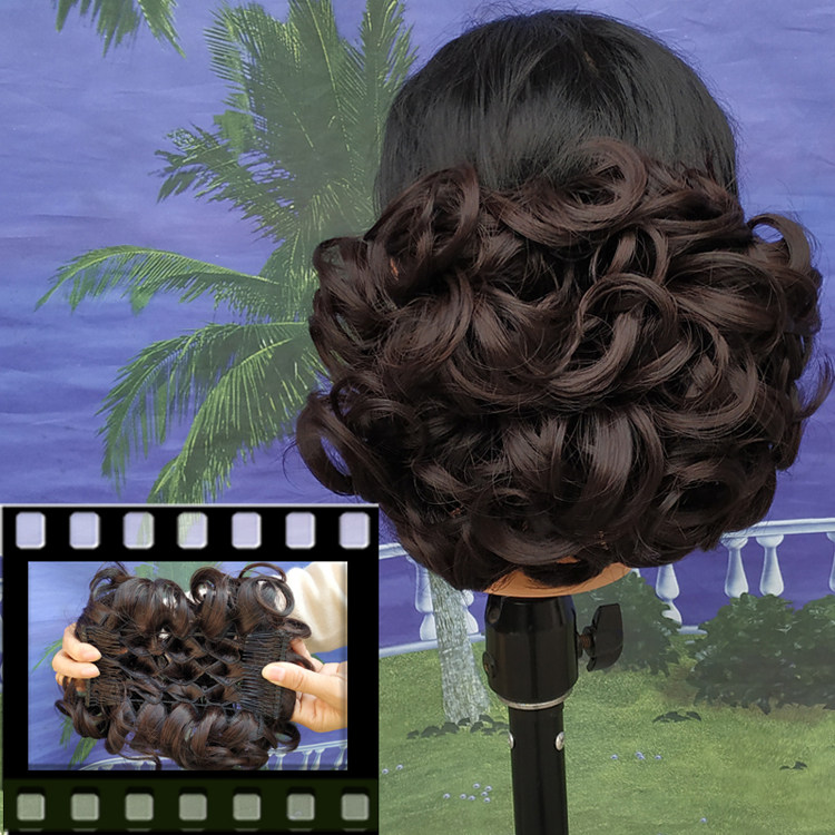 拉花影楼拍照弹性复古新娘假发