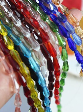 4x9/6x15mm长水滴水晶珠子散珠DIY手工发簪材料耳饰吊坠流苏配