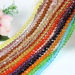 DIY手工串珠发饰品手链配件材料3MM透明白水晶扁珠车轮散珠小珠子