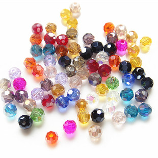 diy手工装饰串珠材料32面水晶散珠有孔玻璃地球珠ab彩色珠子混装