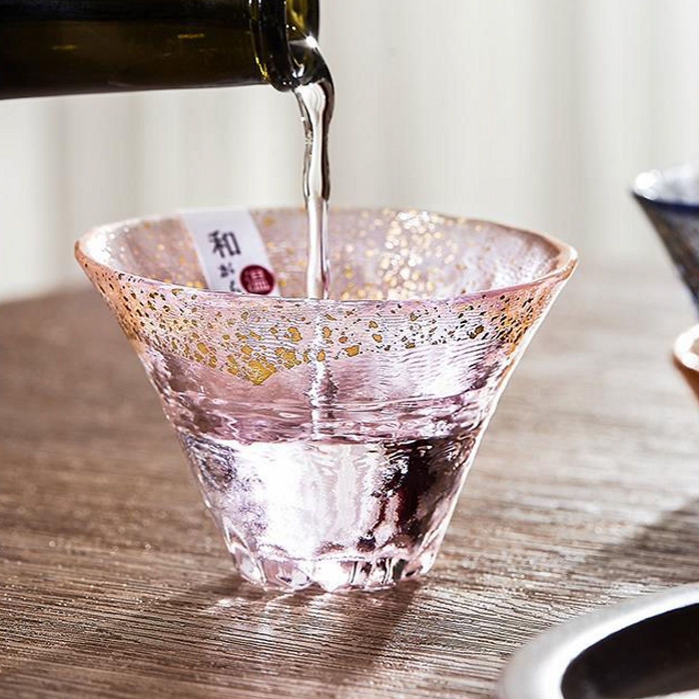 日式樱花杯招福杯金箔玻璃茶杯子