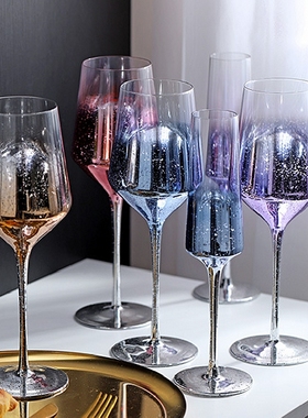 星空无铅水晶玻璃高脚杯创意家用酒杯高颜值香槟杯网红鸡尾酒杯子