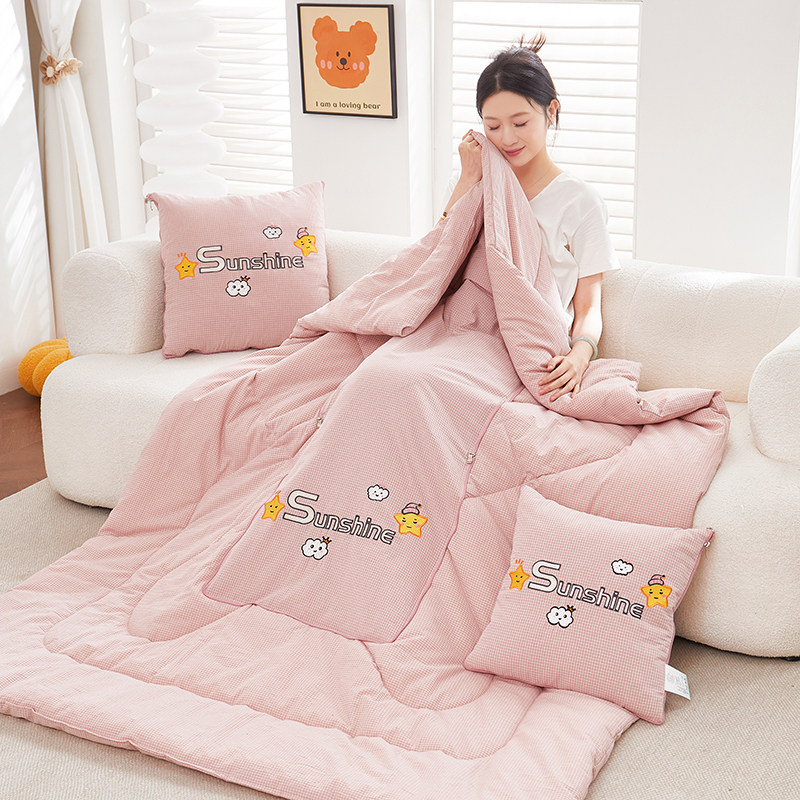 车用全棉抱枕被子两用车载纯棉2025新款夏季午睡空调被汽车靠枕