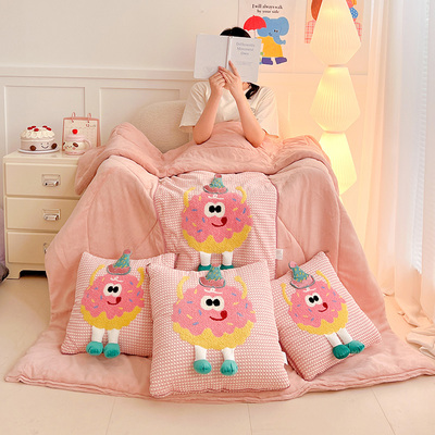 2025新款卡通双面绒可机洗抱枕被