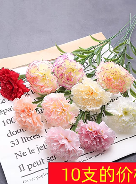 康乃馨仿真花束假花绢花干花艺客厅摆设餐桌摆件装饰花塑料母亲节