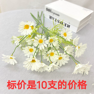 仿真小雏菊花餐桌摆件白色小清新菊花装 饰假花野餐花束黄色洋甘菊