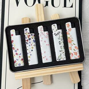 防风爆款充气打火机花卉diy创意清新磨砂质感男女友礼物闺蜜礼物