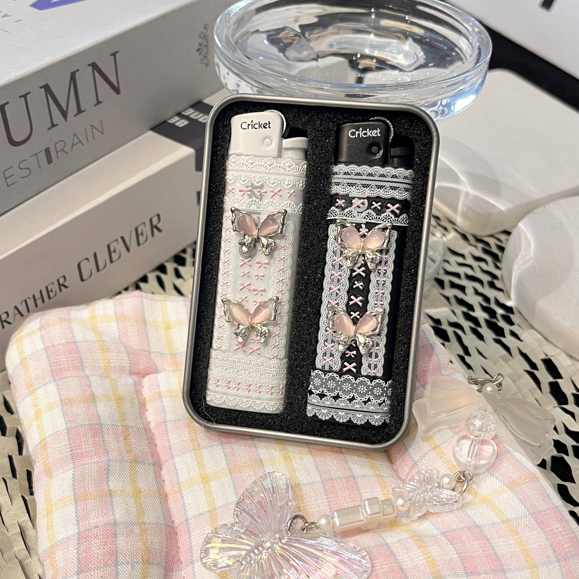 cricket蝴蝶配饰流行创意草蜢一次性打火机可爱diy浮雕闺蜜情侣礼