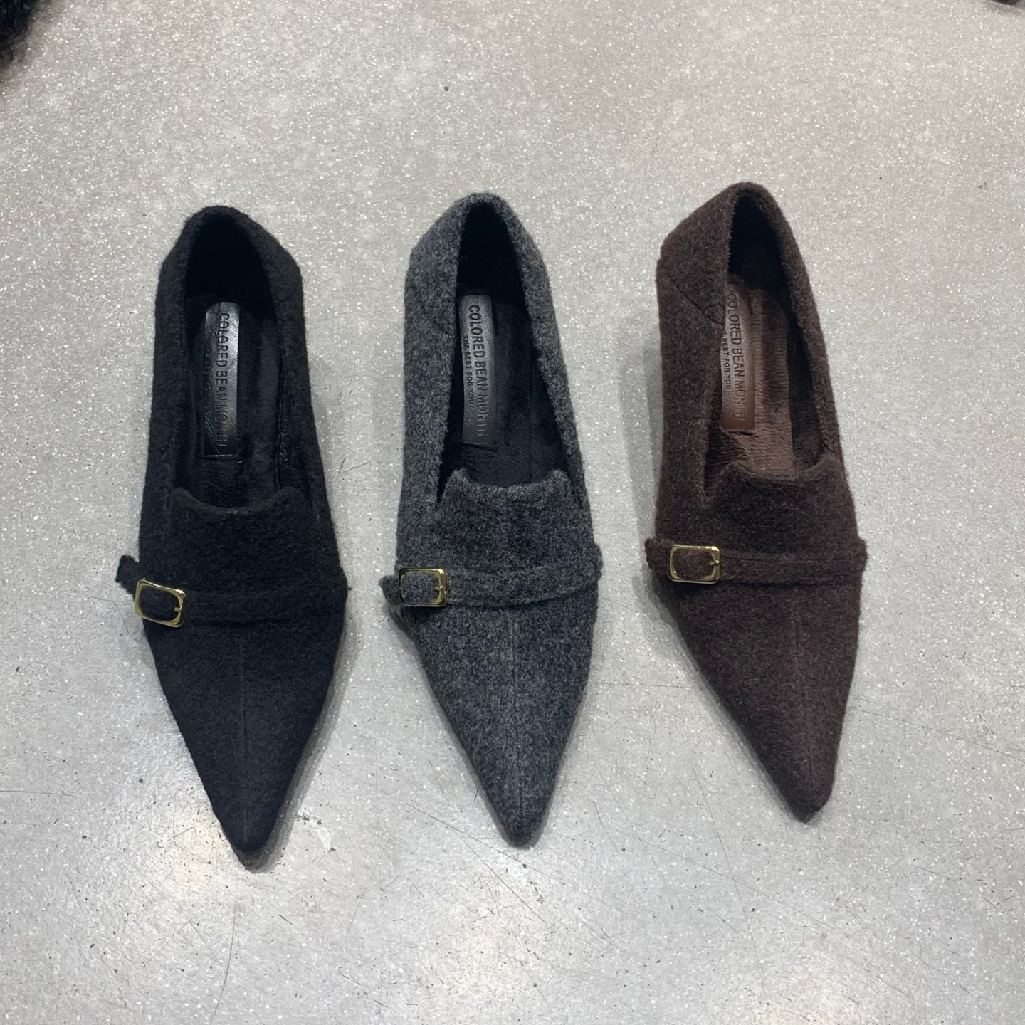 6公分！尖头加绒毛毛鞋法式高跟鞋灰色系保暖棉鞋冬季黑色宴会鞋