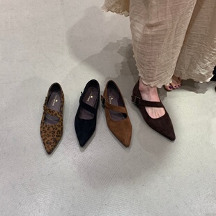 内增高尖头豹纹小众玛丽珍单鞋女鞋2025秋季晚晚风坡跟通勤勃肯鞋