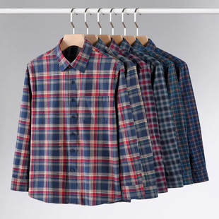 春季格子衬衫男款长袖百搭上衣中年爸爸装休闲款宽松修身潮流衬衣