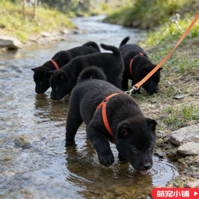 五黑犬幼犬广西猎犬赶山犬狩猎看家狗黑狗黑土虎头中华田园护院犬