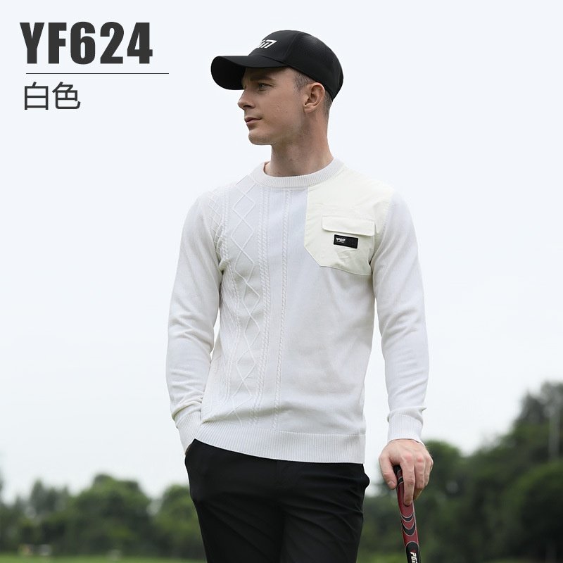 PGM 高尔夫毛衣男士秋冬季保暖圆领绵羊毛织衫服装拼接口袋衣服,运动服/休闲服装,高尔夫球服,淘宝优惠券,粉丝福利购,淘宝优惠卷