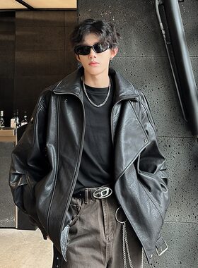 皮衣外套男冬装高级感2025新款男款痞帅男士机车皮夹克男装加厚