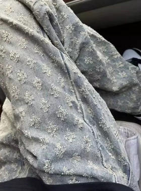 美式高街提花满印牛仔裤男款显瘦