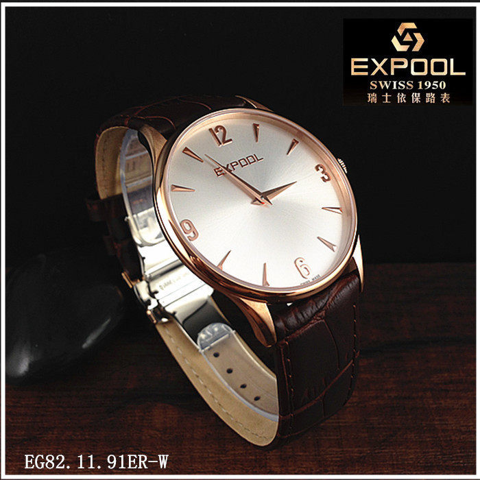 瑞士品牌手表男表 蓝宝石正品石英表情侣纤薄系列腕表皮带821191