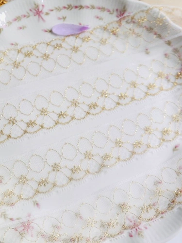 Японская вышитая рисовая белая сеть дно золотые проволоки вышитые кружевные вспомогательные материалы BJD детская одежда делает одежду для девочек.