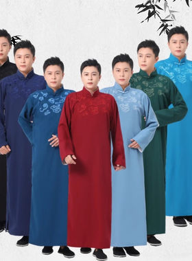 相声服大褂民国风长衫长袍马褂唐装中式中国风明星同款黑色演出服