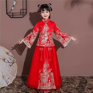 汉服女童拜年服冬季2024新款儿童中国风唐装女宝宝冬装加厚过年服