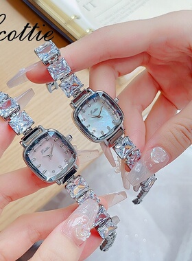 诗高迪scottie时尚透明小冰糖方块女表气质新款方形手表女