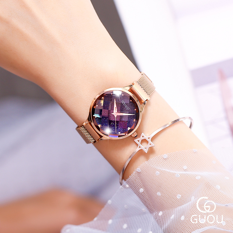 2018潮流ins磁铁网红手表抖音同款唯美浪漫果冻镜面手表表古欧女