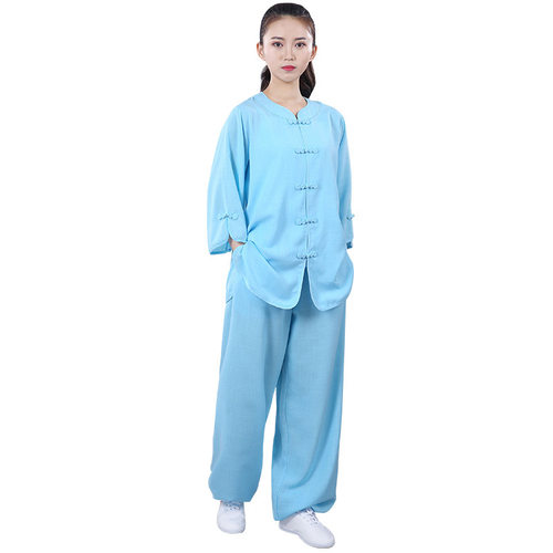 太极服女夏季新款飘逸透气凉太极拳练功服薄款2021棉麻太极服宏极