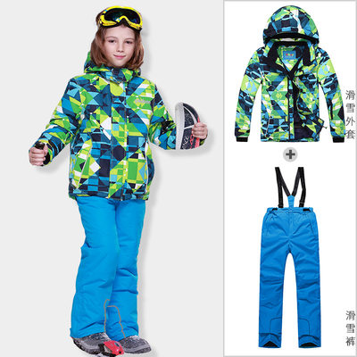 跨境PHIBEE菲比小象儿童滑雪服套装女童冲锋防风保暖两件套防水男