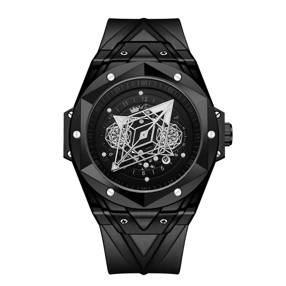 抖音爆款手表士时尚潮流刺青硅胶石英表新款金诗顿品牌防水男