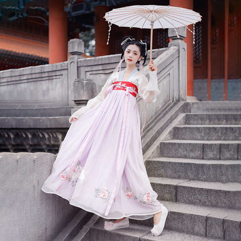 9378#原创中国风刺绣套装大袖衫女仙气飘逸古风齐胸儒裙汉服