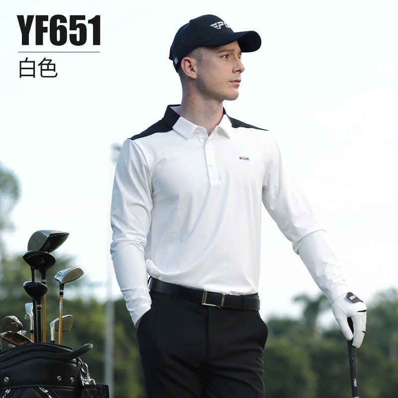 PGM高尔夫服装男长袖T恤秋冬运动上衣男装衣服polo衫拼色百搭,运动服/休闲服装,高尔夫球服,淘宝优惠券,粉丝福利购,淘宝优惠卷