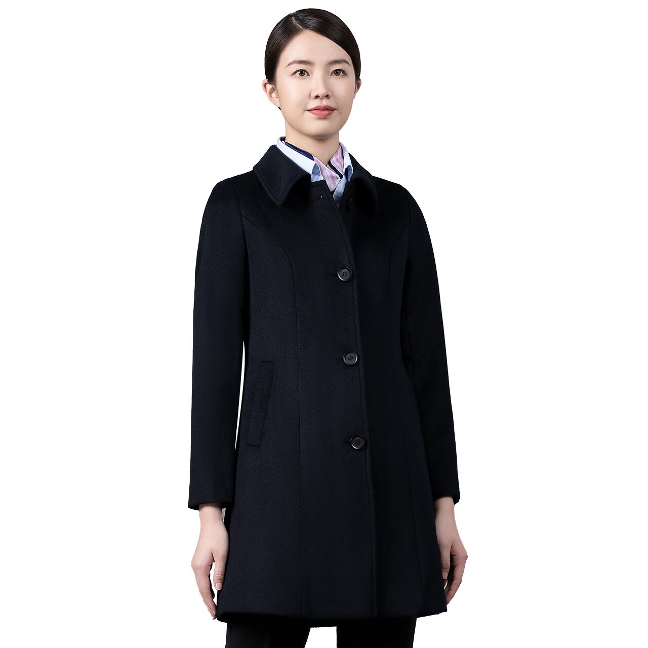 羊绒大衣女中长款冬季加厚羊毛小个子毛呢外套通勤工作服大翻领