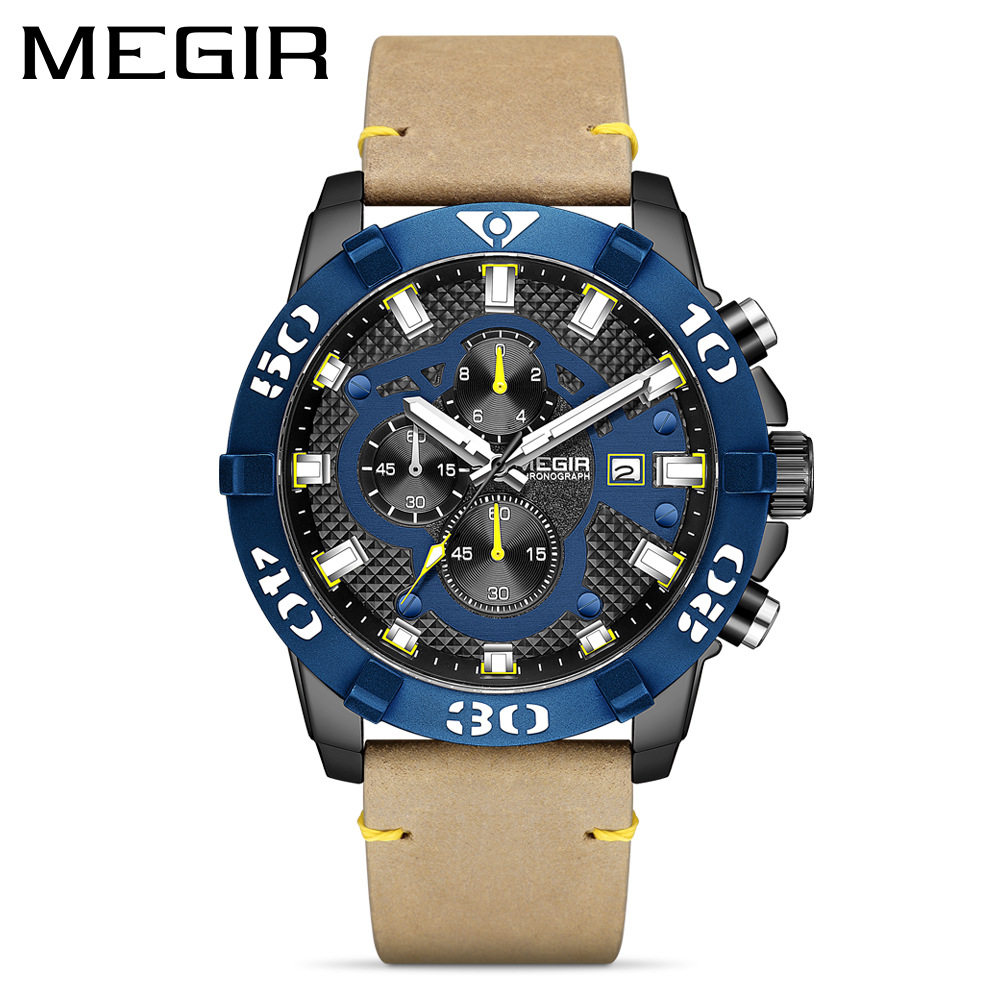 美格尔士手表计时夜光皮带大表盘watch石英手表2136gmegir男运动