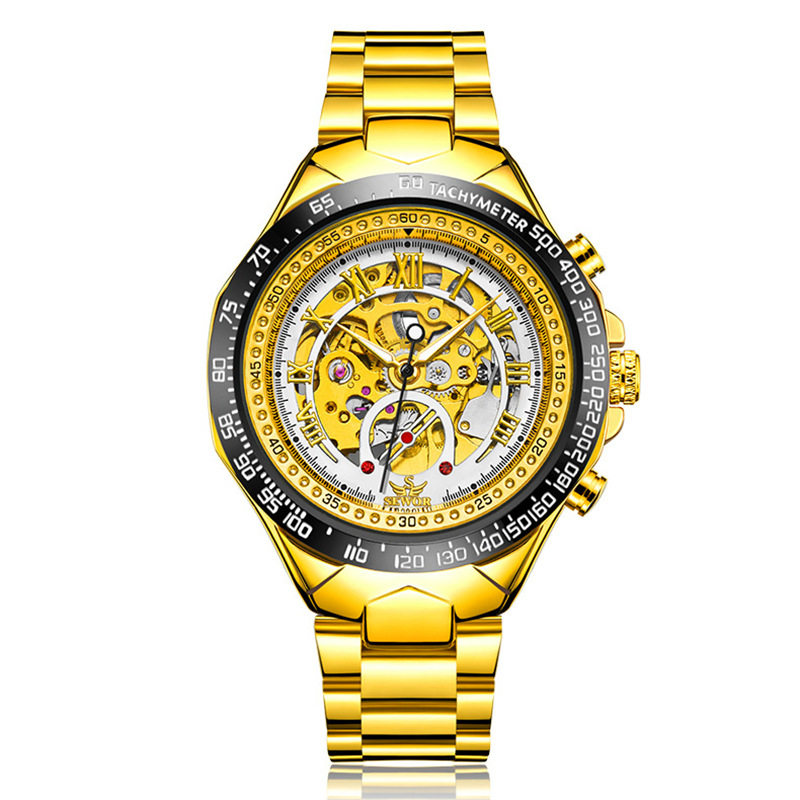 时尚男表768钢带全自动机械手表商务机械表镂空士sewor透底