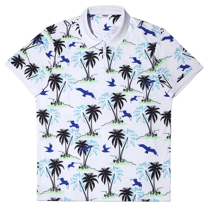 PGM高尔夫服装男装夏季海岛风短袖t恤球衣速干弹力上衣polo衫