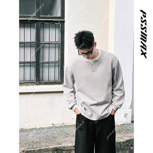 胖俗俗PSSMAX秋冬新款现货假两件V领卫衣宽松显瘦打底长袖上衣男